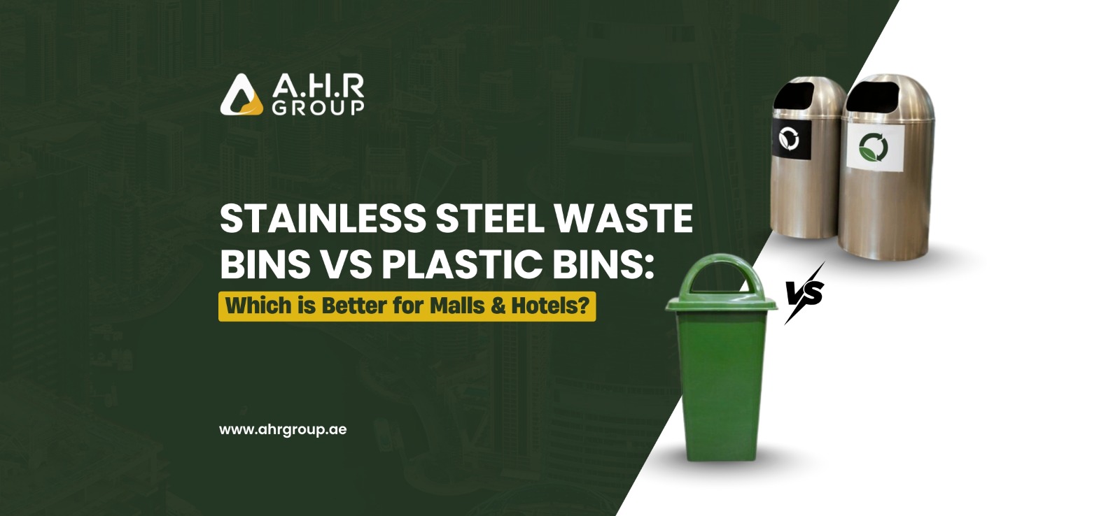 the blog titled Stainless Steel Waste Bins vs Plastic Bins: Which is Better for Malls & Hotels? along with stainless steel bin and plastic bin