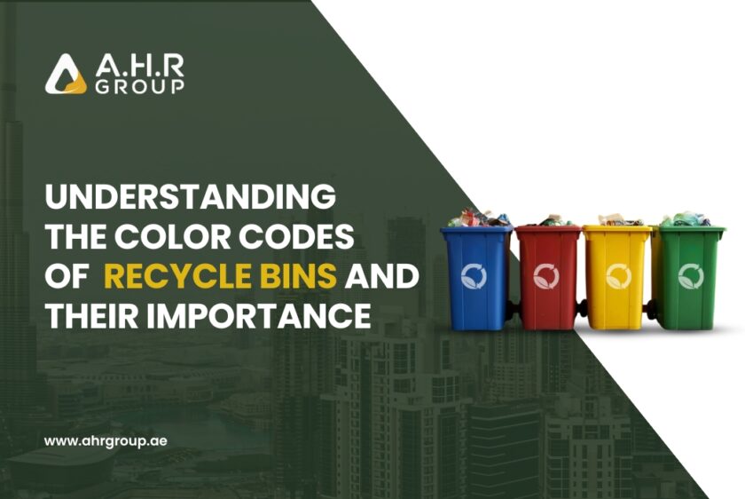 the blog post banner with titled Understanding the Color Codes of Recycle Bins and Their Importance and along with color coded bins