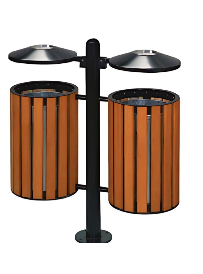 Twin Pole-Mounted Bins with Canopies